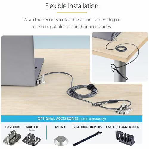 StarTech 25-Pack 3-in-1 Keyed Universal Laptop Cable Lock - 6.6ft (2m)