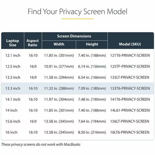 StarTech 13.3-inch 16:10 Flip-Up Privacy Screen with Touch, Anti-Glare Blue Light Filter, Laptop Monitor Screen Protector, +/- 30 Deg. View Angle