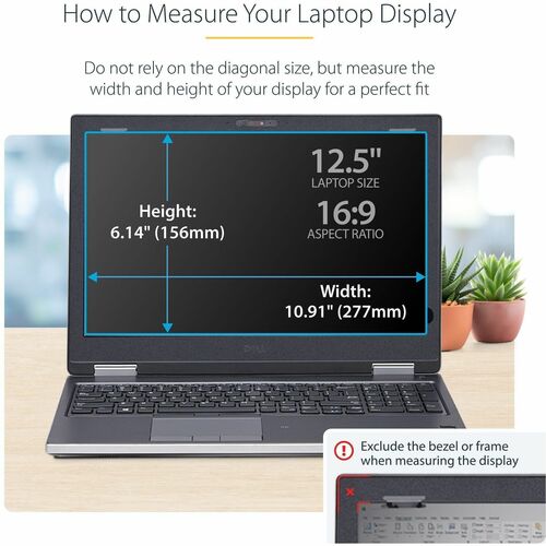 StarTech 12.5-inch 16:9 Flip-Up Privacy Screen with Touch, Anti-Glare Blue Light Filter, Laptop Monitor Screen Protector