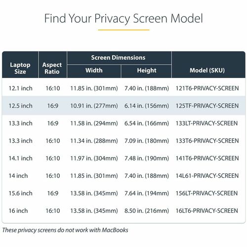 StarTech 12.5-inch 16:9 Flip-Up Privacy Screen with Touch, Anti-Glare Blue Light Filter, Laptop Monitor Screen Protector