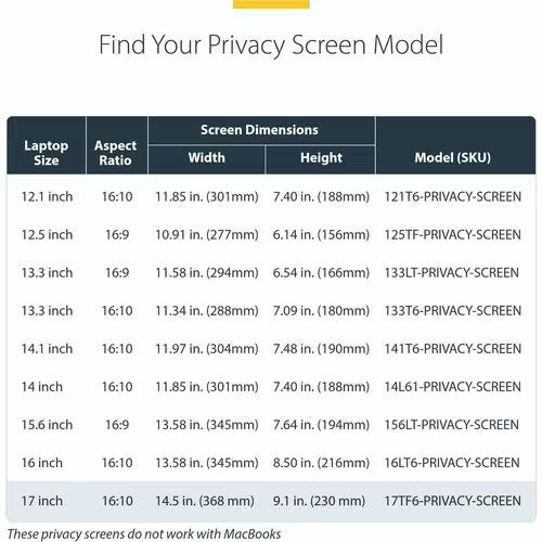 StarTech 17-inch 16:10 Flip-Up Privacy Screen with Touch, Anti-Glare Blue Light Filter, Laptop Monitor Screen Protector
