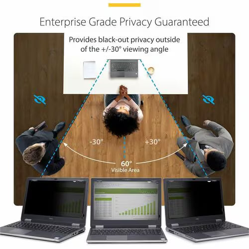 StarTech 17-inch 16:10 Flip-Up Privacy Screen with Touch, Anti-Glare Blue Light Filter, Laptop Monitor Screen Protector