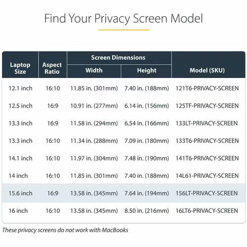 StarTech 15.6-inch 16:9 Flip-Up Privacy Screen with Touch, Anti-Glare Blue Light Filter, Laptop Monitor Screen Protector