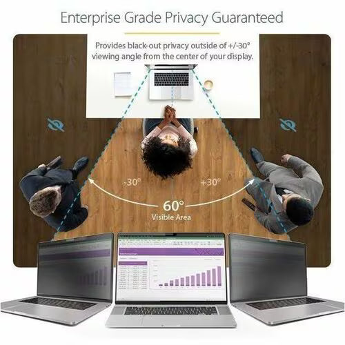 StarTech 13.3-inch Flip-Over Laptop Privacy Screen for MacBook Pro, Anti-Glare and Blue Light Reduction Privacy Filter, Screen Protector with +/- 30 Deg. View Angle
