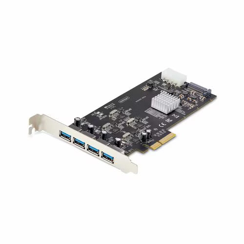 StarTech 4-Port USB PCIe Card, USB 3.2 5Gbps, PCI Express Expansion Card with 4x Independent USB Controllers, 4x USB-A Ports, Windows/macOS/Linux