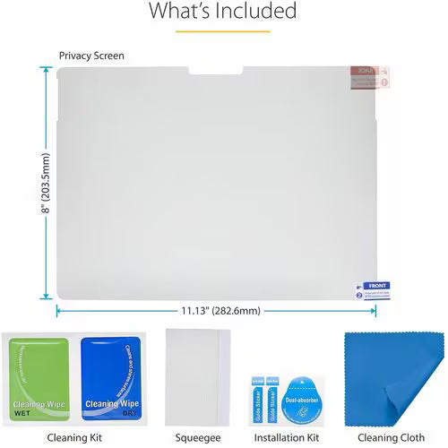 StarTech 4-Way Privacy Screen For 13-inch Surface Pro 8/9/X Laptop, Portrait/Landscape Modes, Touch-Enabled, +/- 30 Deg. View, Blocks up to 51% Blue Light, Anti-Glare