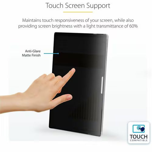 StarTech 4-Way Privacy Screen For 13-inch Surface Pro 8/9/X Laptop, Portrait/Landscape Modes, Touch-Enabled, +/- 30 Deg. View, Blocks up to 51% Blue Light, Anti-Glare