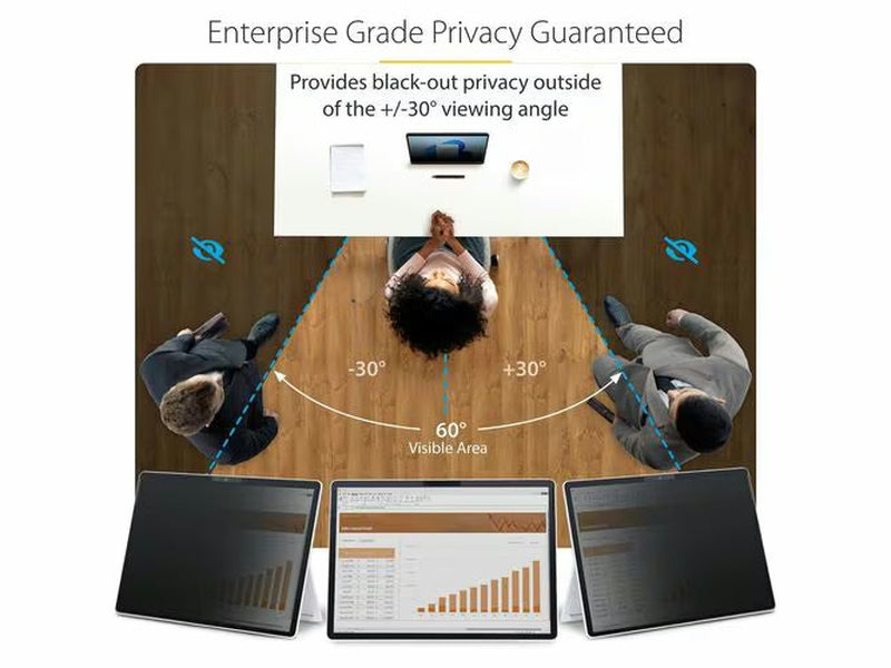 StarTech 4-Way Privacy Screen For 13-inch Surface Pro 8/9/X Laptop, Portrait/Landscape Modes, Touch-Enabled, +/- 30 Deg. View, Blocks up to 51% Blue Light, Anti-Glare