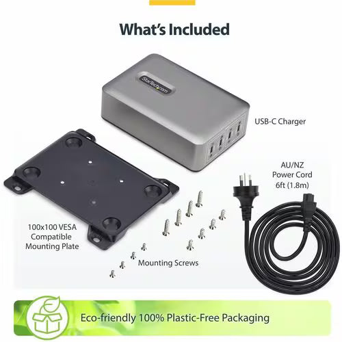 StarTech 4-Port Multi-Device USB-C Charger, 240W Total, Single Port 140W EPR