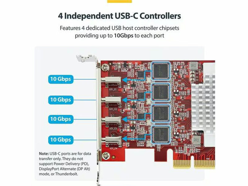 StarTech USB Adapter, PCI Express x4 - 1.25 GB/s, 640 MB/s, 60 MB/s, 1.50 MB/s, 140.80 kB/s