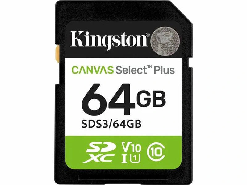 Kingston SDS3/64GB Canvas Select Plus 64GB Class 10/UHS-I U1 V10 SDXC - 100 MB/s Read