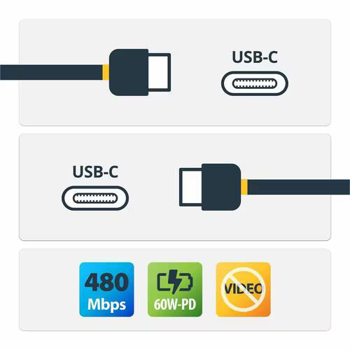 StarTech 2m 6ft USB C Charging Cable, USB-C Cable, USB 2.0 Type-C Laptop Charger Cord