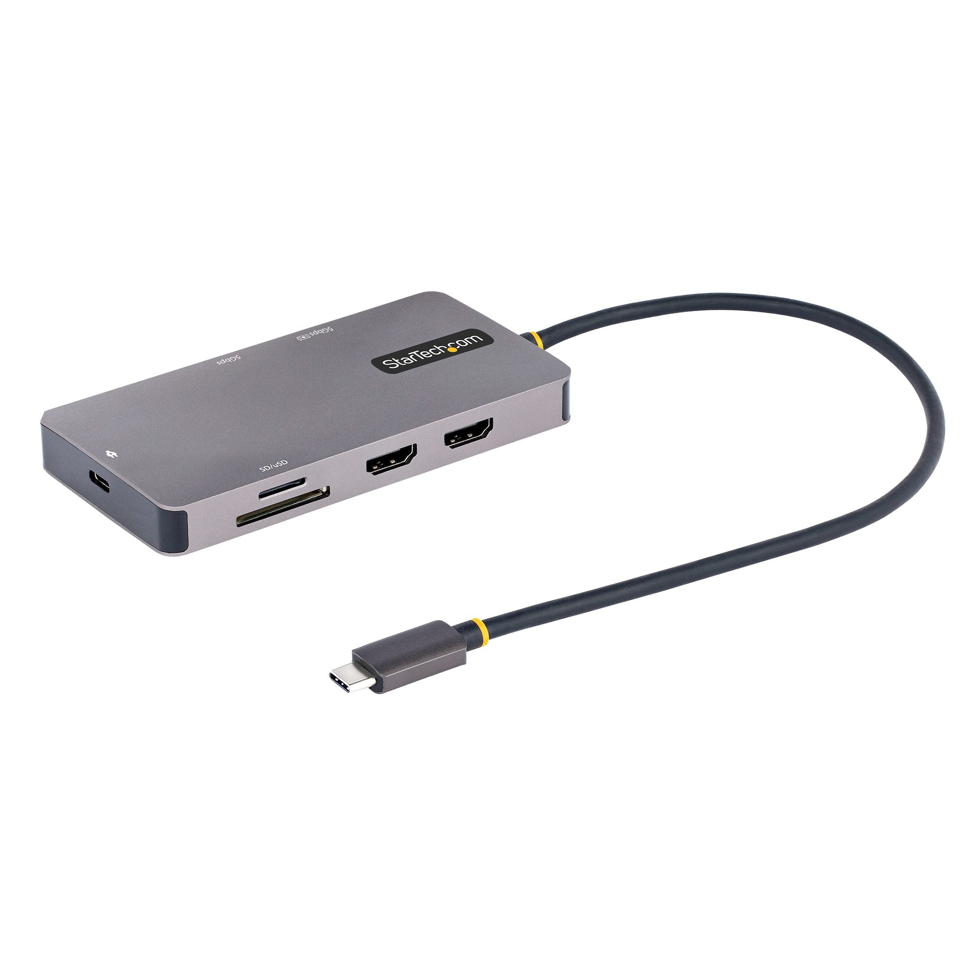 StarTech USB-C Multiport Adapter, 4K Dual HDMI, 5Gbps USB Hub, 100W PD 3 Yr