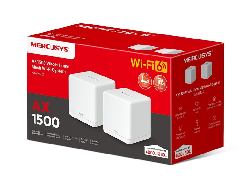 TP-Link Mercusys Halo H60X AX1500 Whole Home Mesh Wi-Fi 6 System 2-pack Halo H60X 2-pack