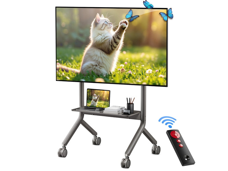 NORTH BAYOU NEW 2026 MODEL P150 Motorized Mobile TV Cart for 65" to 90" flat-screen TVs, monitors, and interactive displays