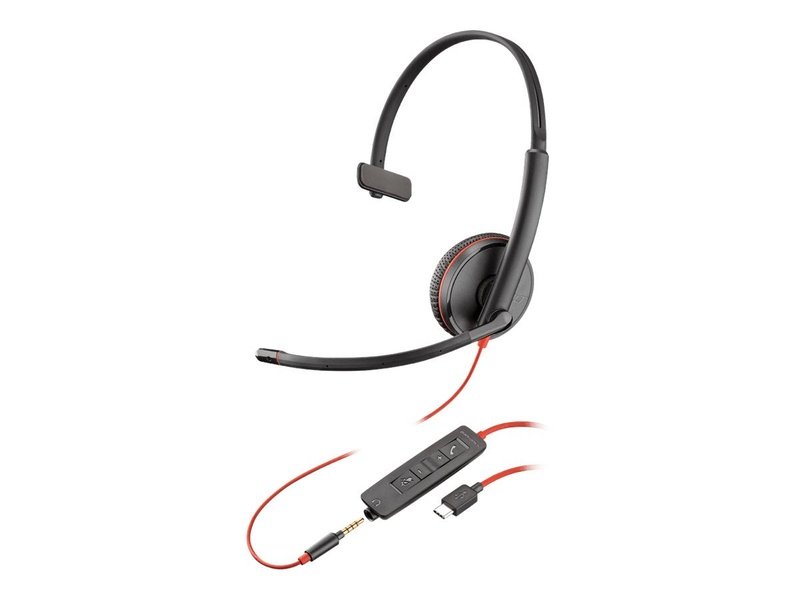 Plantronics BlackWire C3215 UC Mono Corded Headset 3.5MM & USB-C