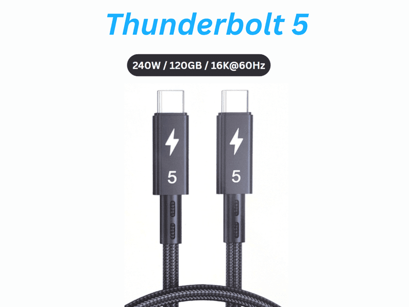 Thunderbolt 5 Cable – 240W Power Delivery | Up to 120Gbps | 16K@60Hz