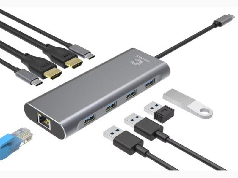 Comsol USB-C To Dual 4K HDMI Multiport Adapter For Windows, 10 Port - CMMP10