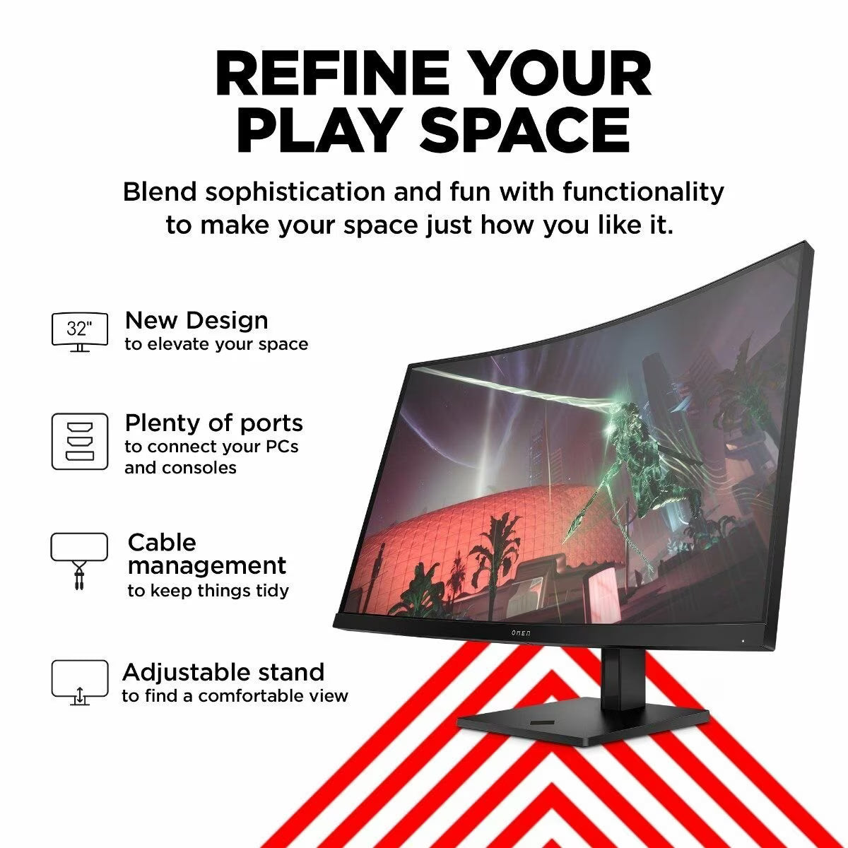 HP OMEN 780K7AA 31.5" QHD 165Hz Curved Gaming Monitor - OMEN 32c