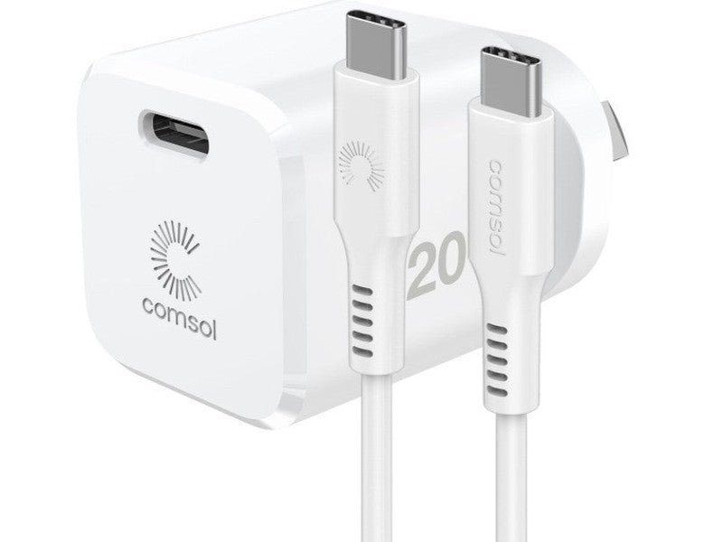 Comsol 20W USB-C Wall Charger + 1.2M USB-C Cable - CCK01F1