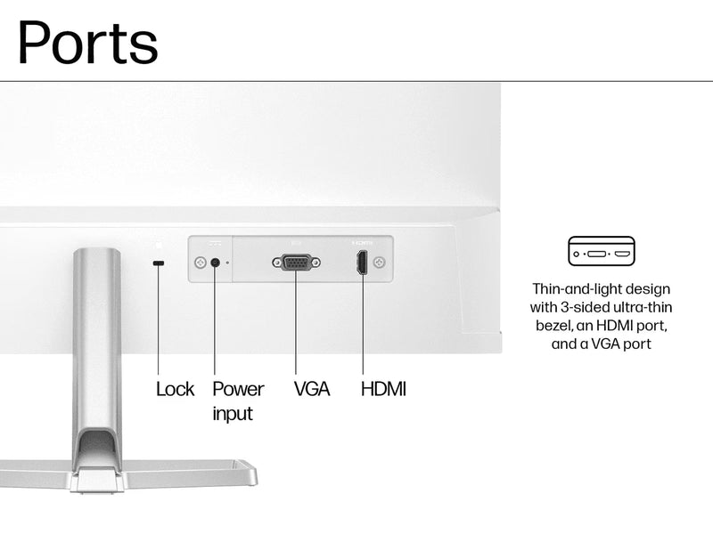 HP 94C22AA Series 5 23.8" FHD White Monitor - 524sw