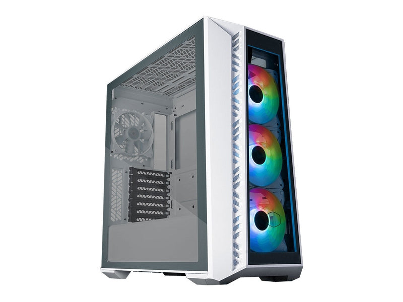 Cooler Master MasterBox MB520 White, Tempered Glass Front Panel, 3x ARGB Fans, Tempered Glass Side Panel, ATX, ARGB Lighting