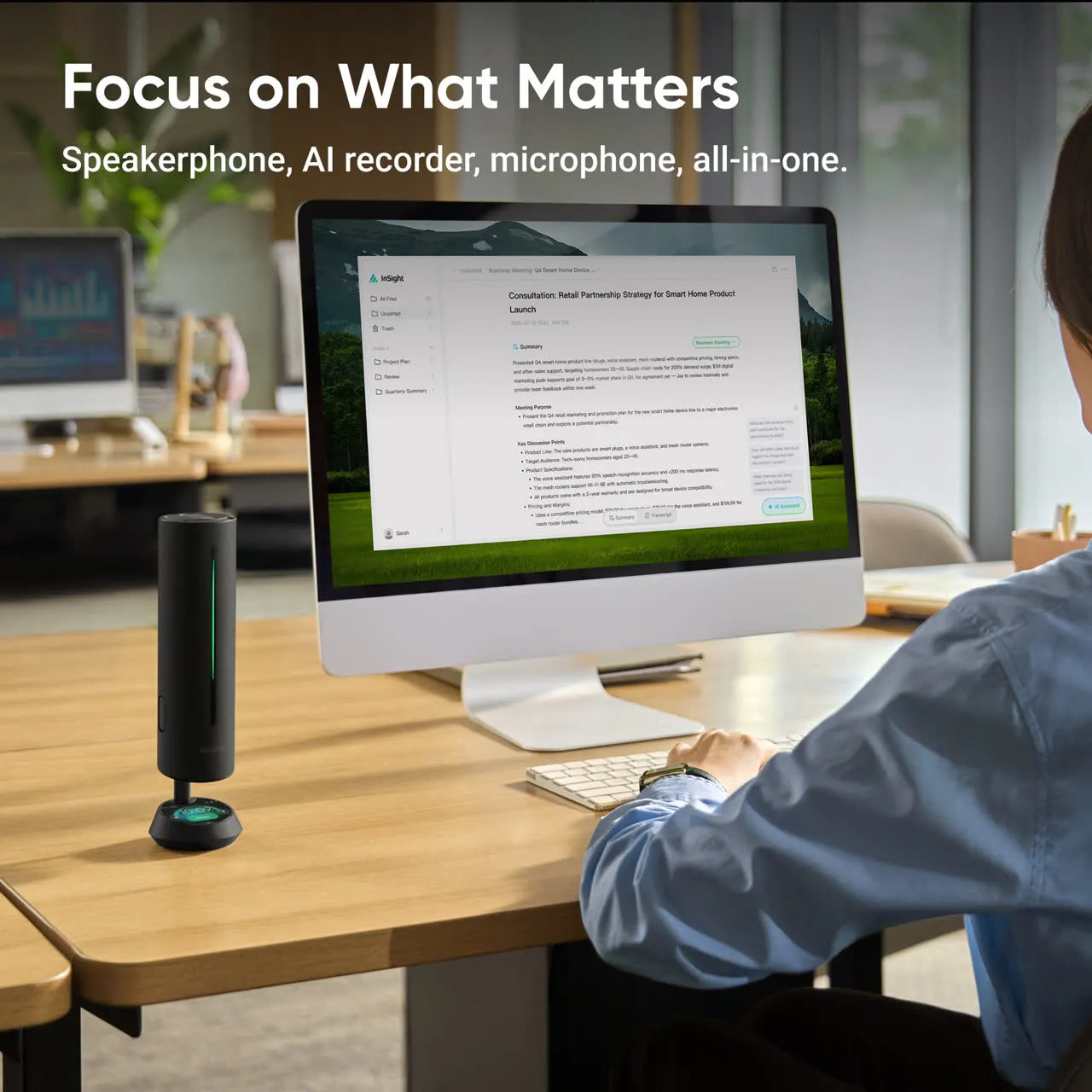 Insta360 Wave Professional Speakerphone with AI Recording Suite