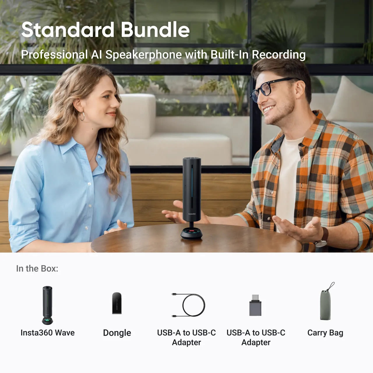 Insta360 Wave Professional Speakerphone with AI Recording Suite
