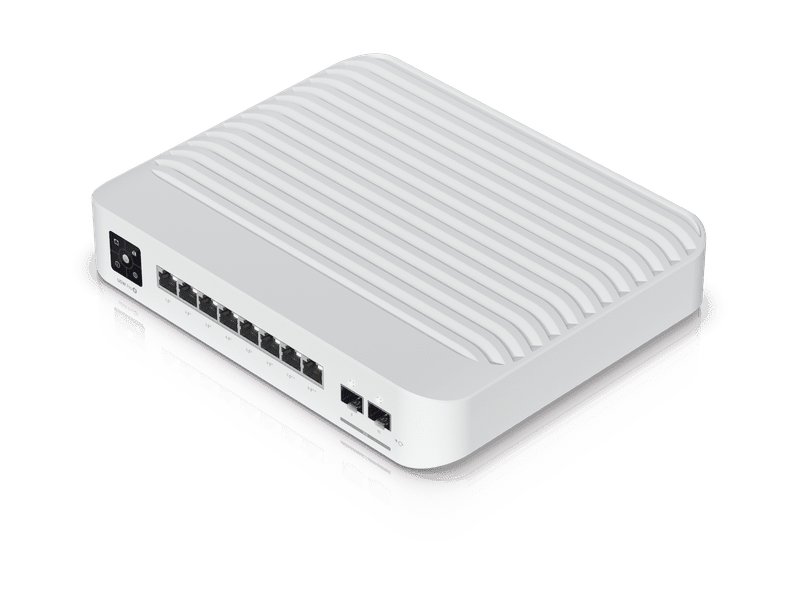Ubiquiti UniFi Network, Switch, 8-Port, POE 120W, 6 GbE PoE+ Ports, 2 GbE PoE++ Ports, 2 10G SFP+ Ports, Layer 3, Wall Mount,