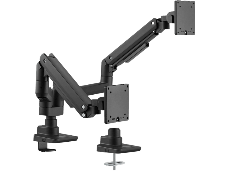 Brateck Fabulous Pole-Mounted Gas Spring Dual Monitor Arm Fit Most 17"-35" Monitors, Up to 20kg per screen VESA 75x75/100x100 Fine Texture Black