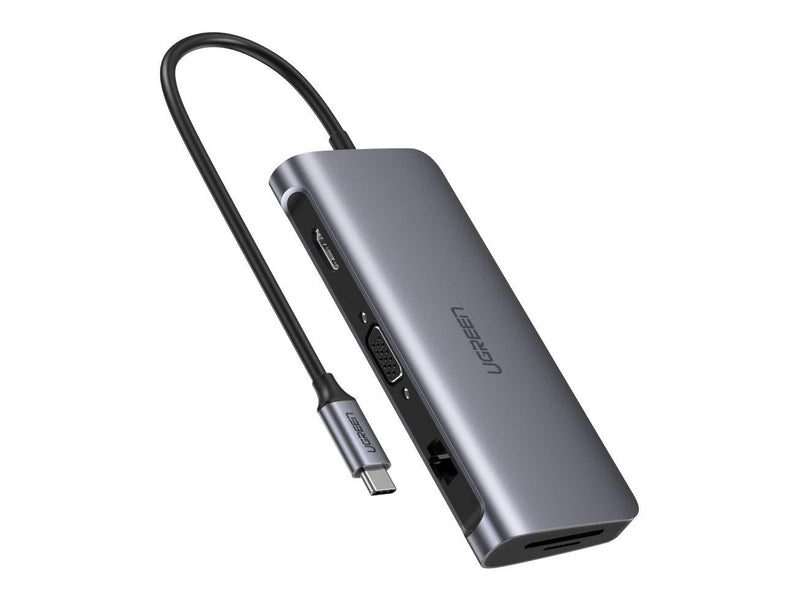 UGREEN Type C 9 in 1 Multifunction Adapter- HDMI/ VGA/Gigabit/TypeC/USB3.0 x 3/SD/TF 40873