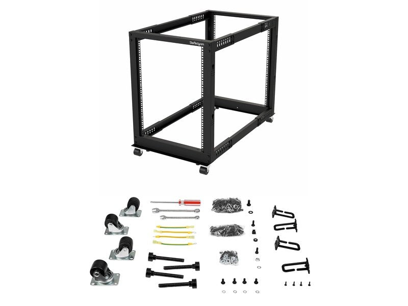 StarTech 4-Post 15U Mobile Open Frame Server Rack 19" Network Rack With Casters