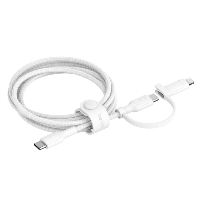Belkin BoostCharge Pro 2-in-1 Cable With USB-C and Lightning Connector 1.5M - White