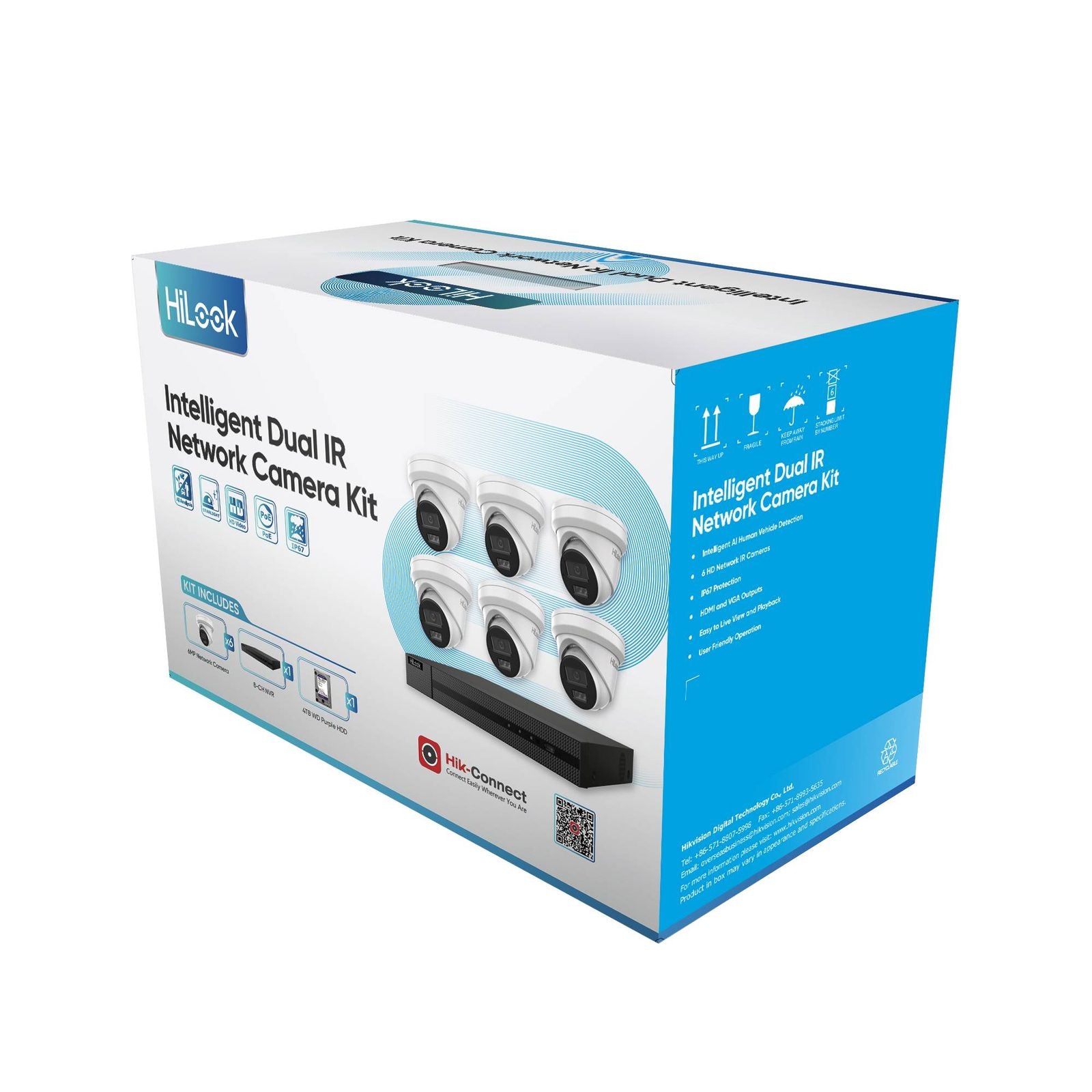 Hikvision HiLook Kit IK-6486TH-MM-P, 6X6MP Turret T361H +1X8Ch NVR NVR-108MH-C-8P-4Tb , 3Yr