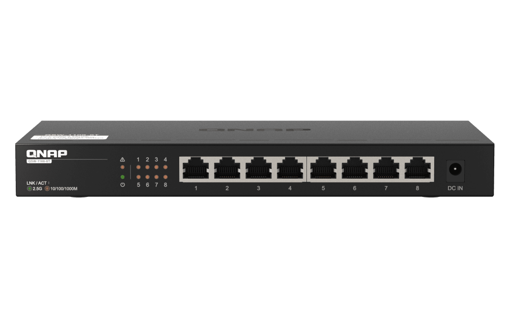 QNAP QSW-1108-8T 8 port 2.5Gbps auto negotiation 2.5G/1G/100M unmanagement switch 2 Yr WTY