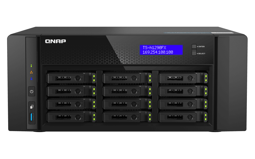 QNAP TS-h1290FX-7232P-64G 12-Bay U.2 NVMe PCIe Gen4 x4 all-flash desktop NAS