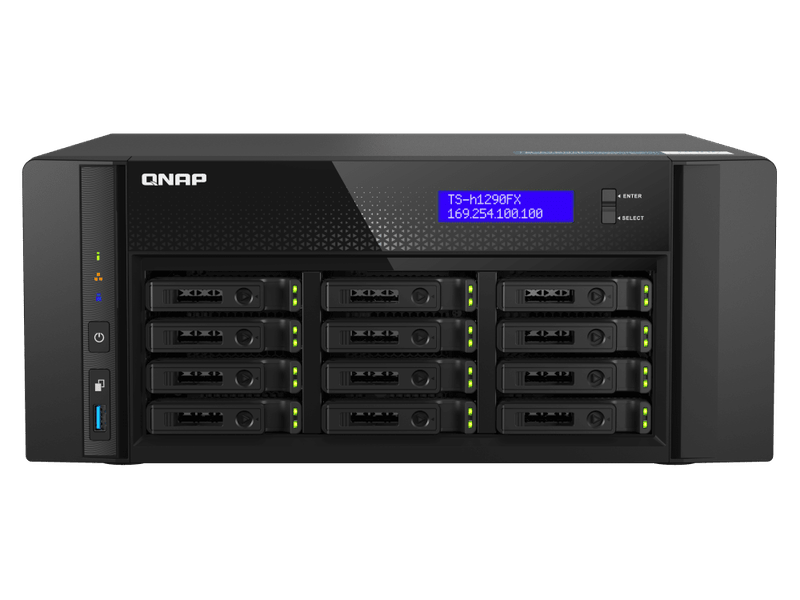 QNAP TS-h1290FX-7232P-64G 12-Bay U.2 NVMe PCIe Gen4 x4 all-flash desktop NAS
