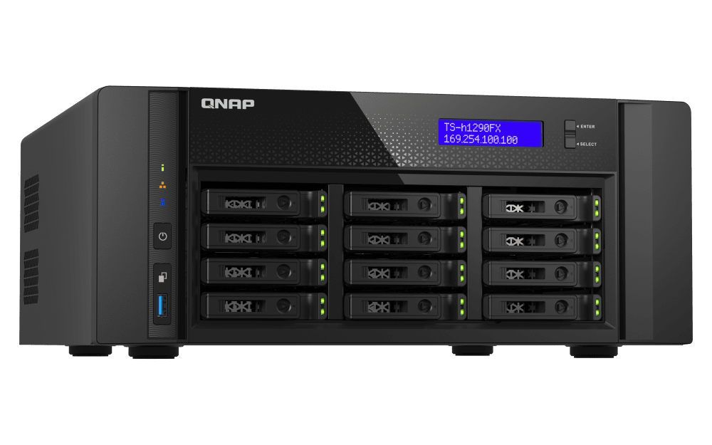 QNAP TS-h1290FX-7232P-64G 12-Bay U.2 NVMe PCIe Gen4 x4 all-flash desktop NAS