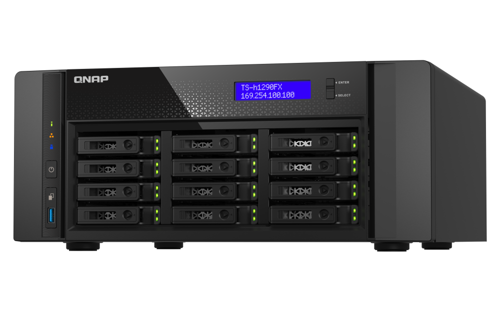 QNAP TS-h1290FX-7232P-64G 12-Bay U.2 NVMe PCIe Gen4 x4 all-flash desktop NAS
