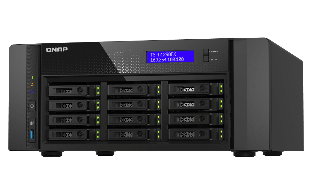 QNAP TS-h1290FX-7232P-64G 12-Bay U.2 NVMe PCIe Gen4 x4 all-flash desktop NAS