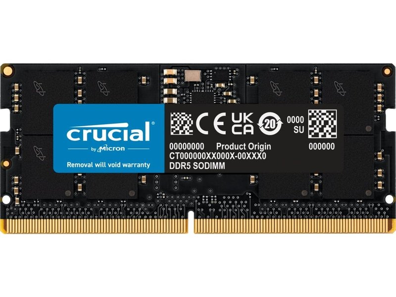 Crucial 16GB 1x16GB DDR5 SODIMM 4800MHz C40 1.1V Memory