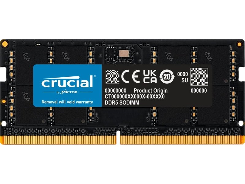 Crucial 8GB 1x8GB DDR5 SODIMM 4800MHz C40 1.1V Memory