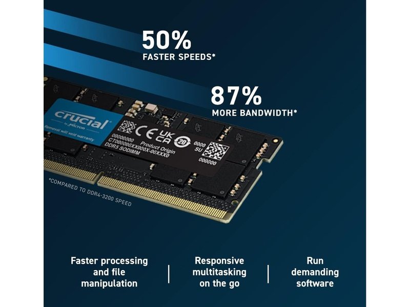 Crucial 16GB 1x16GB DDR5 SODIMM 4800MHz C40 1.1V Memory