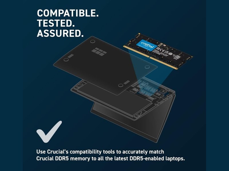 Crucial 16GB 1x16GB DDR5 SODIMM 4800MHz C40 1.1V Memory