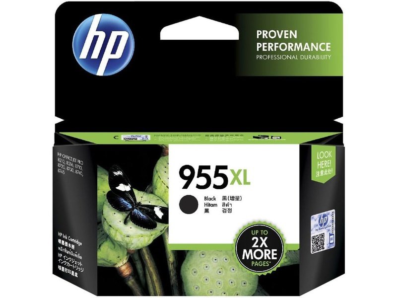 HP 955XL Genuine Original High Yield Black Ink Printer Cartridge works with HP OfficeJet 7000, 8000 Series - L0S72AA