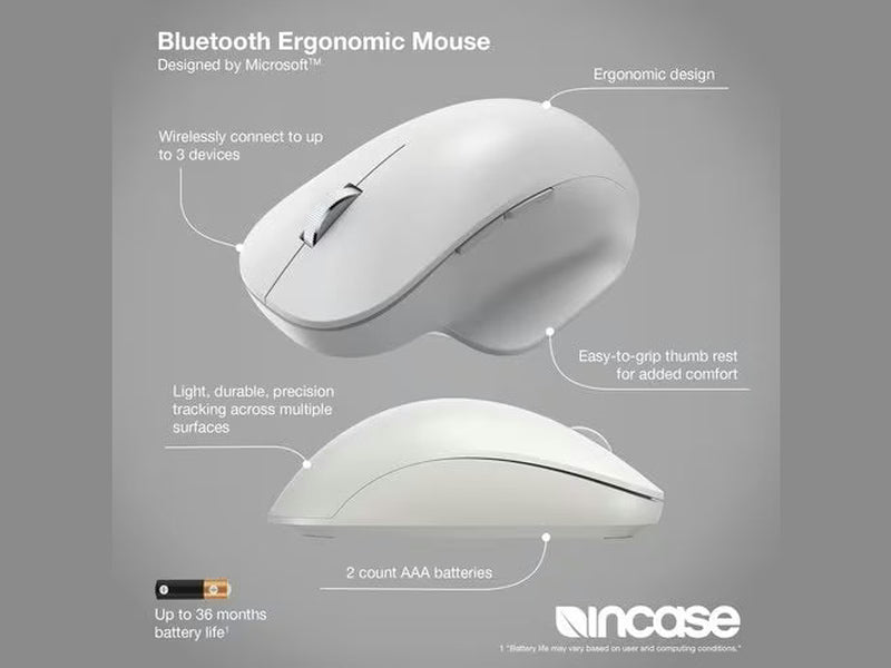 Incase Bluetooth Ergonomic Mouse - Glacier - Designed by Microsoft™