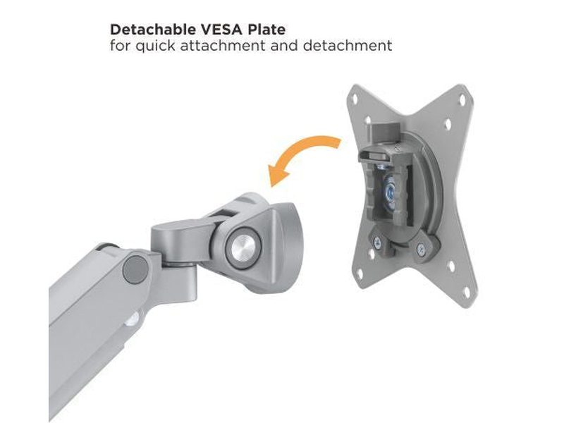 Brateck Dual Monitor Thin Gas Spring Monitor Arm Fit Most 17"-32" Monitors, Up to 9kg per screen VESA 75x75/100x100 Matte Silver