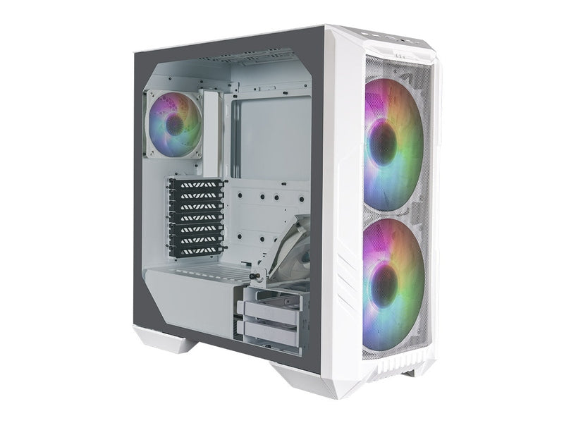 Cooler Master MasterCase HAF500 White, Mesh Front Panel, Dual 200mm ARGB Fans, Rotatable GPU Fan