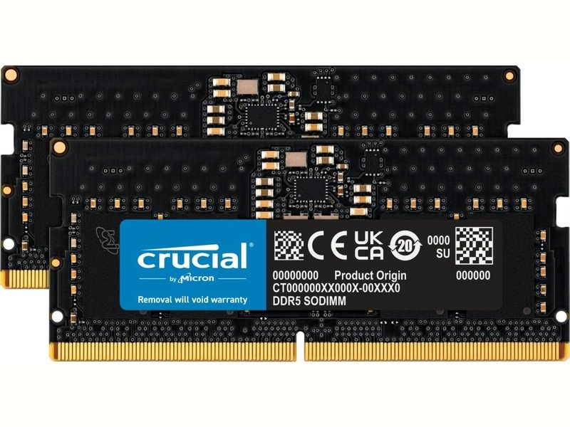 Crucial 16GB 2x8GB DDR5 SODIMM 4800MHz C40 1.1V Memory