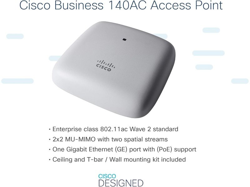 Cisco CBW140AC 802.11AC 2X2 Wave 2 Access Point Ceiling Mount